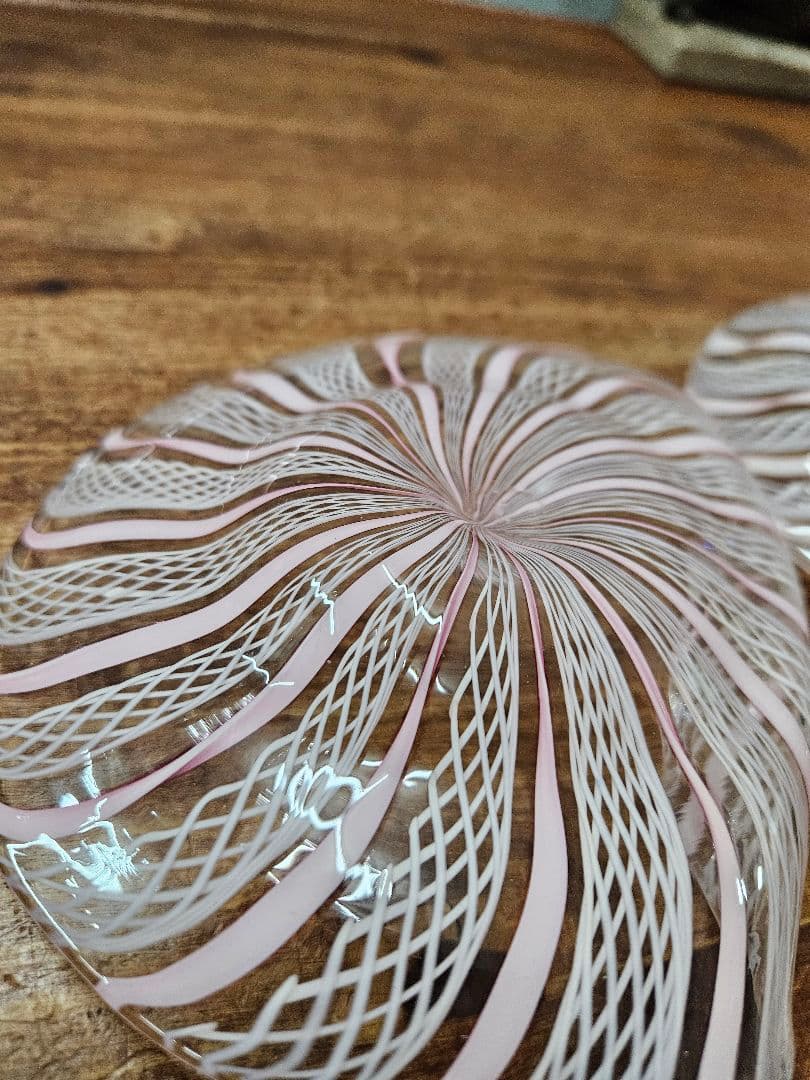 ベネチアンガラス アンティーク プレート レース 手吹きヴェニス 二枚セット