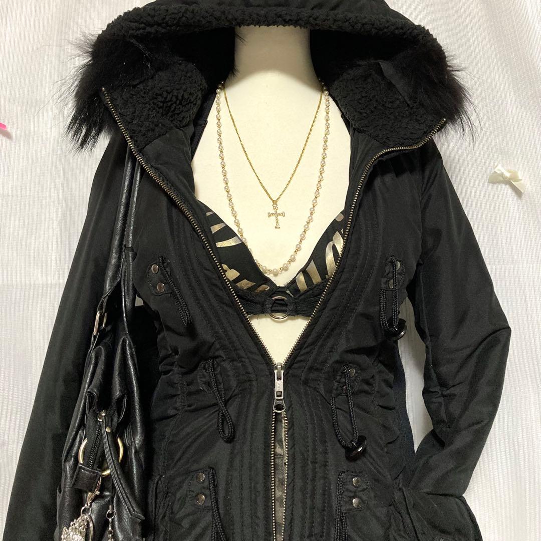 y2k 平成ギャル お兄系 グランジ パンク ファー付きミリタリージャケット