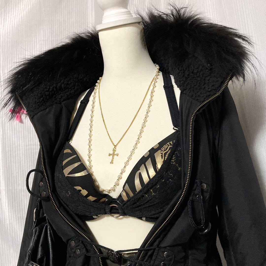 y2k 平成ギャル お兄系 グランジ パンク ファー付きミリタリージャケット