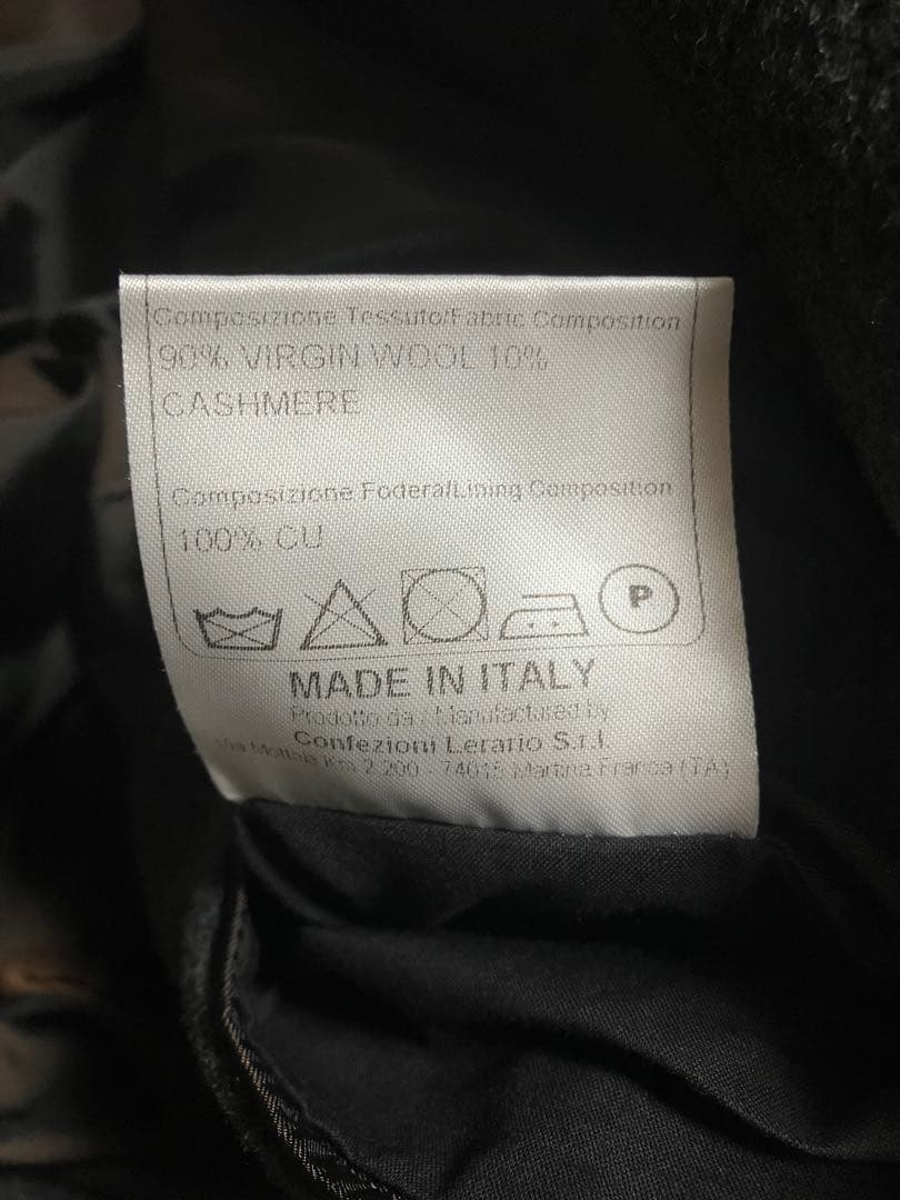 TAGLIATORE ウールカシミヤ 3Bチェスターコート ダークグレー 52