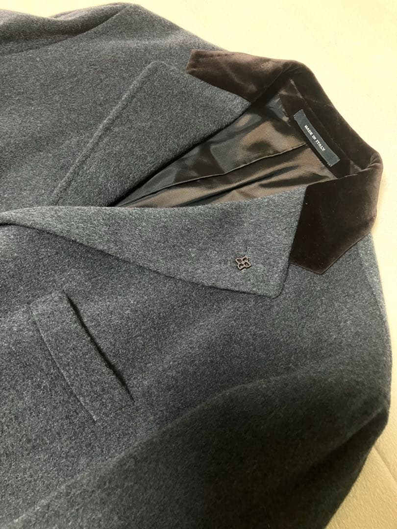 TAGLIATORE ウールカシミヤ 3Bチェスターコート ダークグレー 52