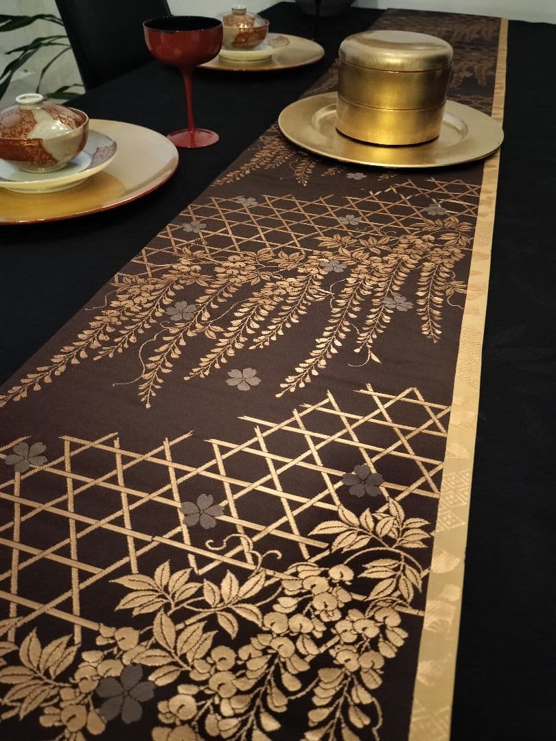 meru　A923★逸品‼️ ひな祭り‼️正絹テーブルランナー2m12cm