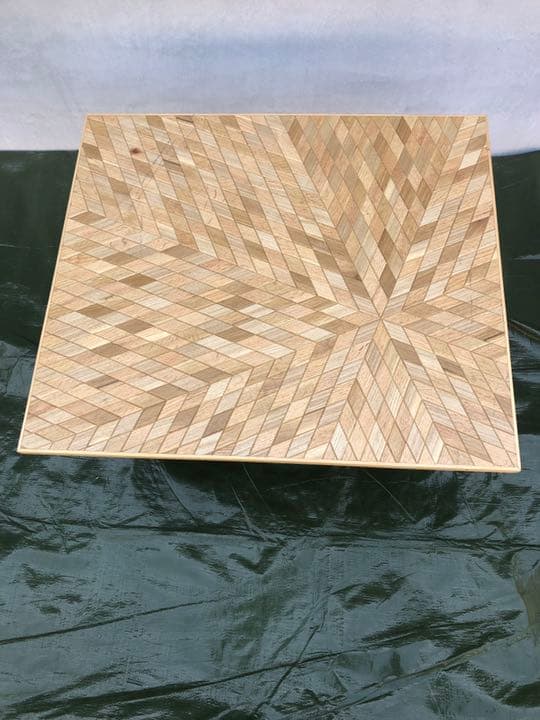 ま*べ様 オルテガ柄テーブル　ヘリノックス型折り畳み脚　木製テーブル着払い