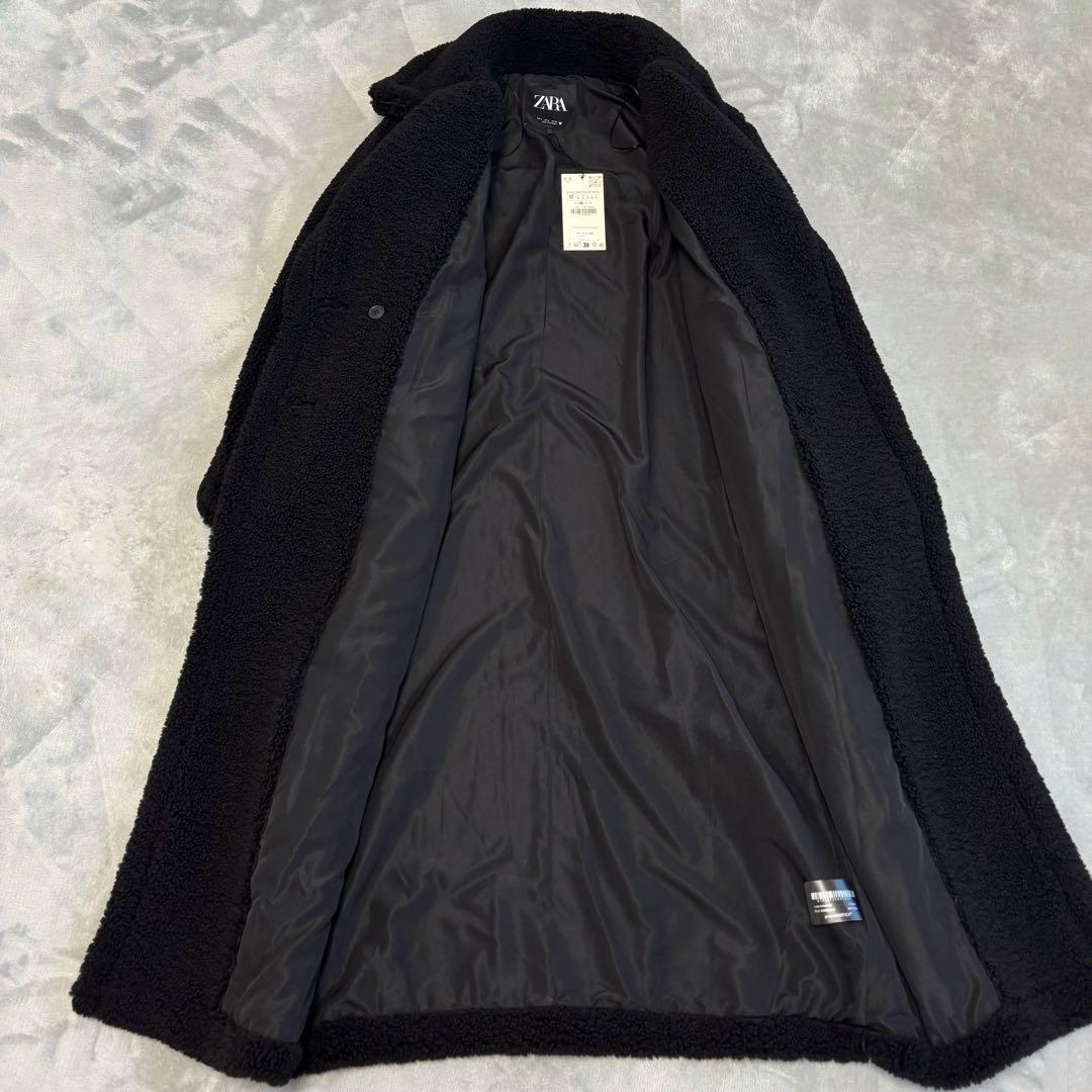 タグ付✨ ZARA エクストラ ロングフェイクボアコート　テディベアコート 黒