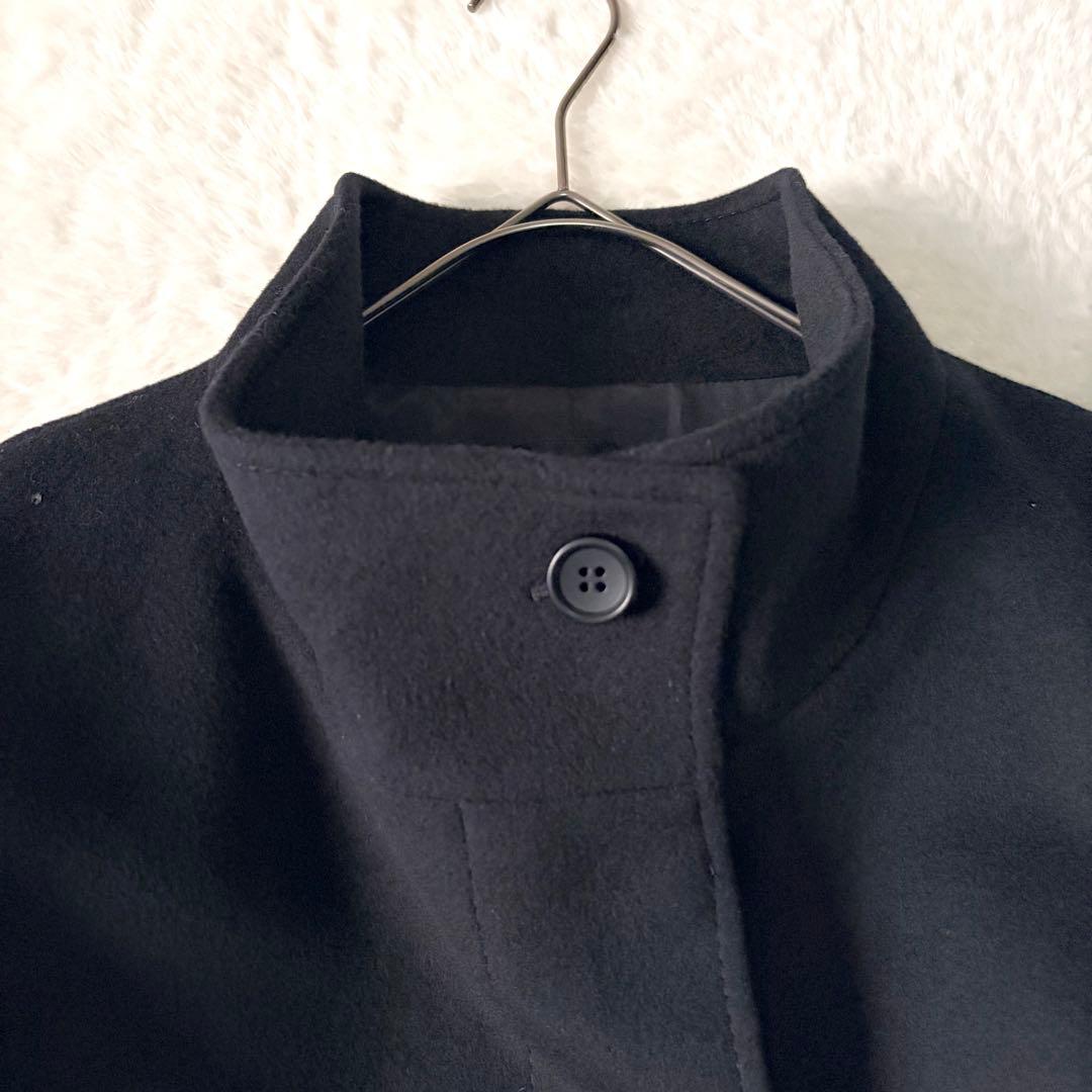 6273 美品✨ 23区 46サイズ カシミヤビーバー スタンドカラーコート 黒