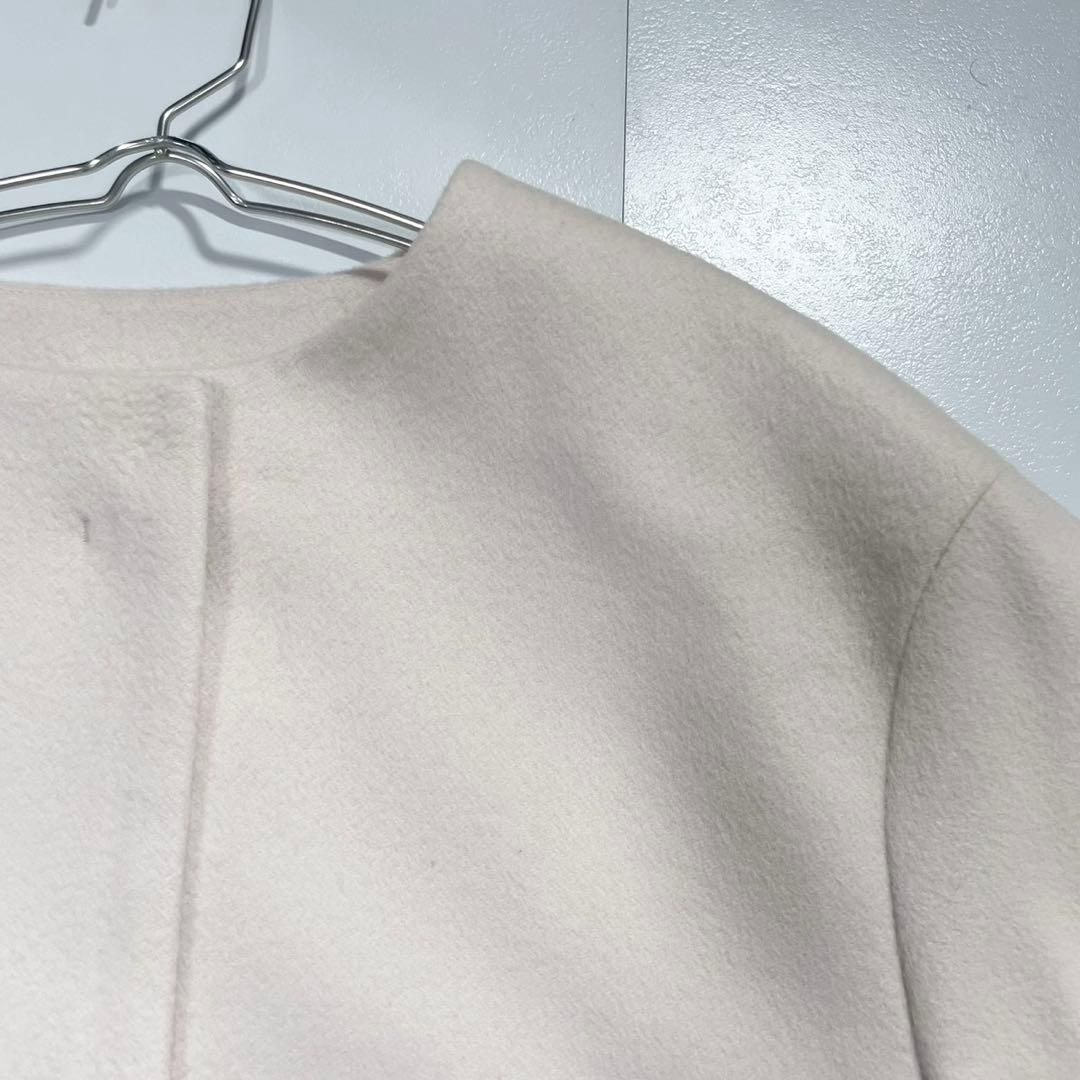 美品 23AW サイズ44✨23区 ウールカシミヤビーバーノーカラー コート 白