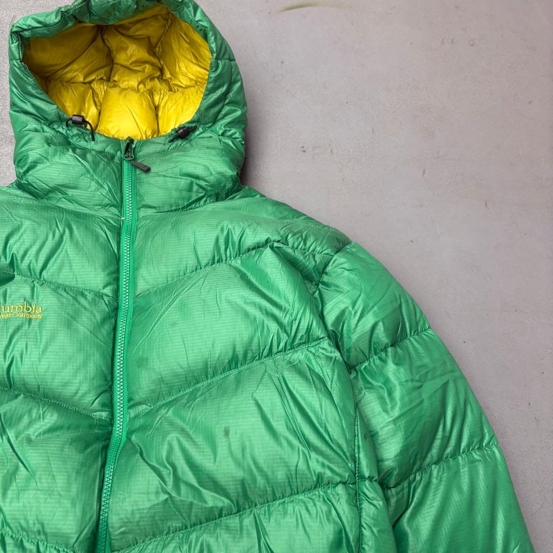 00s Columbia 2tone グリーン　ダウンジャケット　tech ロゴ
