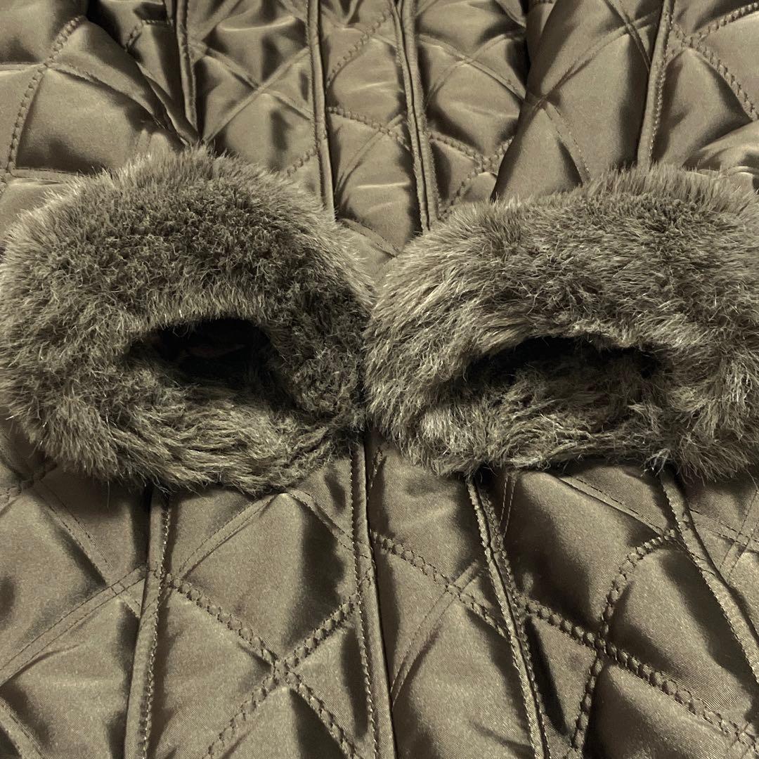 ✨美品✨伊太利屋　ファーフード付　キルティング　ロングコート　レオパード柄