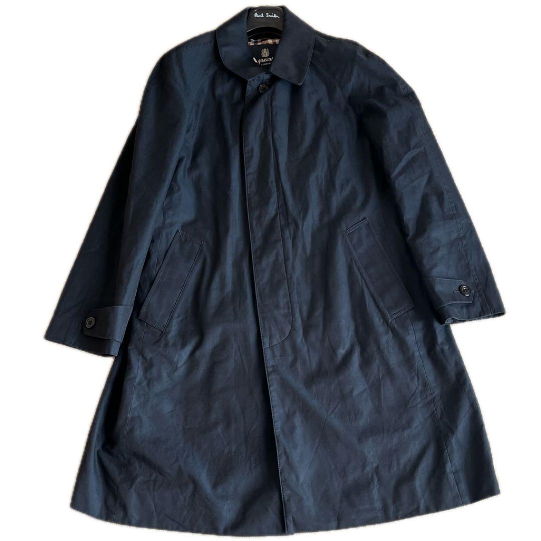 ✨現行✨アクアスキュータム ロンドン ステンカラーコート クラブチェック 黒38