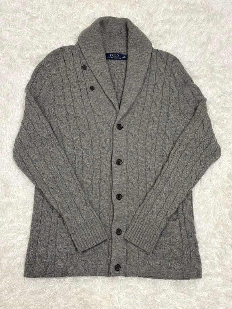 ポロラルフローレン ケーブル編み ショールカラー カーディガンM
