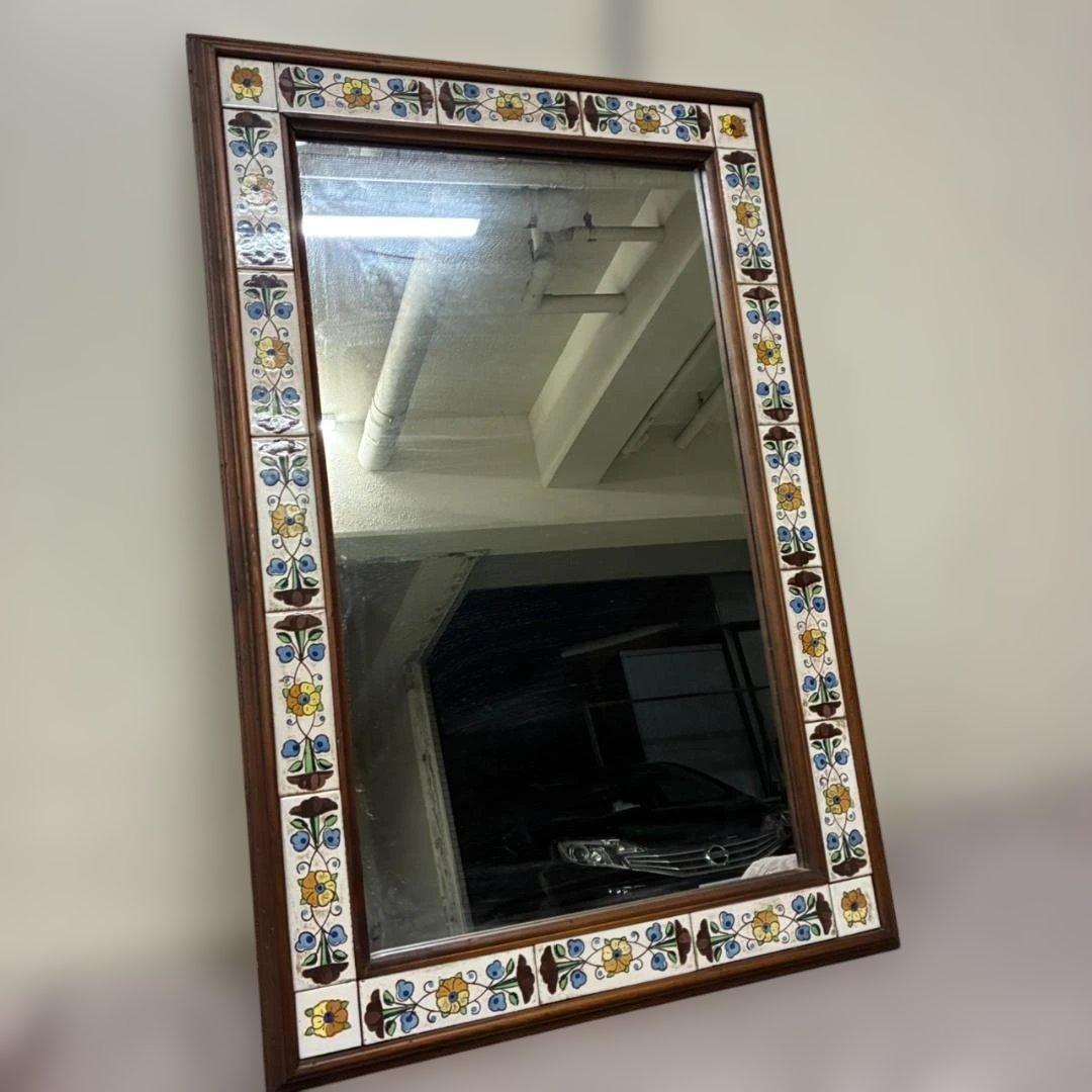 ヴィンテージ　ウォールミラー スペイン製 タイル 無垢 大 ヴィンテージ ウォールミラー スペイン製 タイル 無垢 大 ヴィンテージ