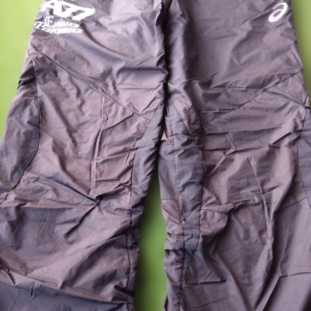 XOsize ASICS 上下中綿入りウィンドブレーカー 青/黒/蛍光黄