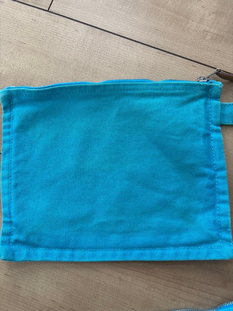 HERMES エルメス ボラボラポーチセット キャンバス　ターコイズ　3枚セット