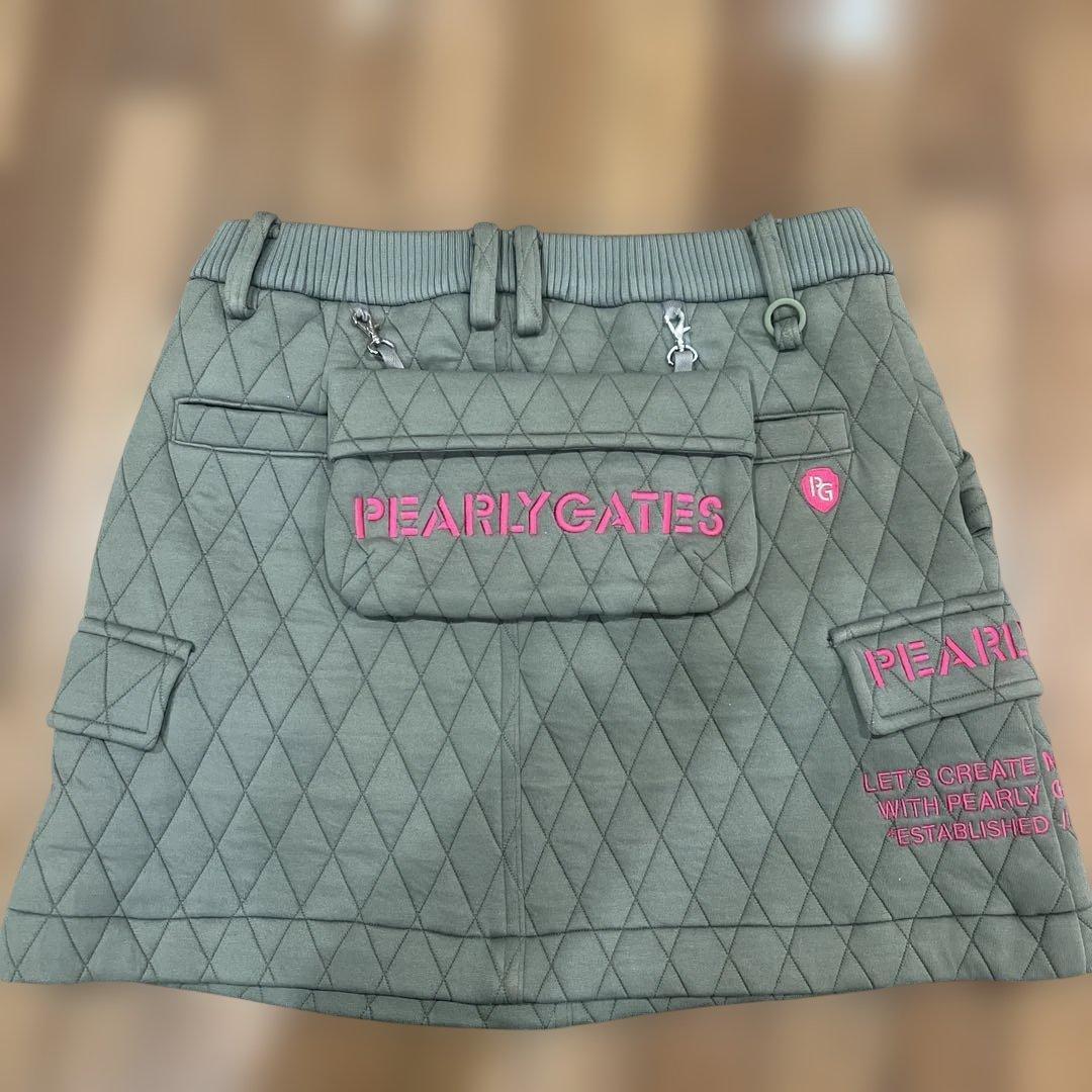 パーリーゲイツ　キルテイングスカート　カーキ