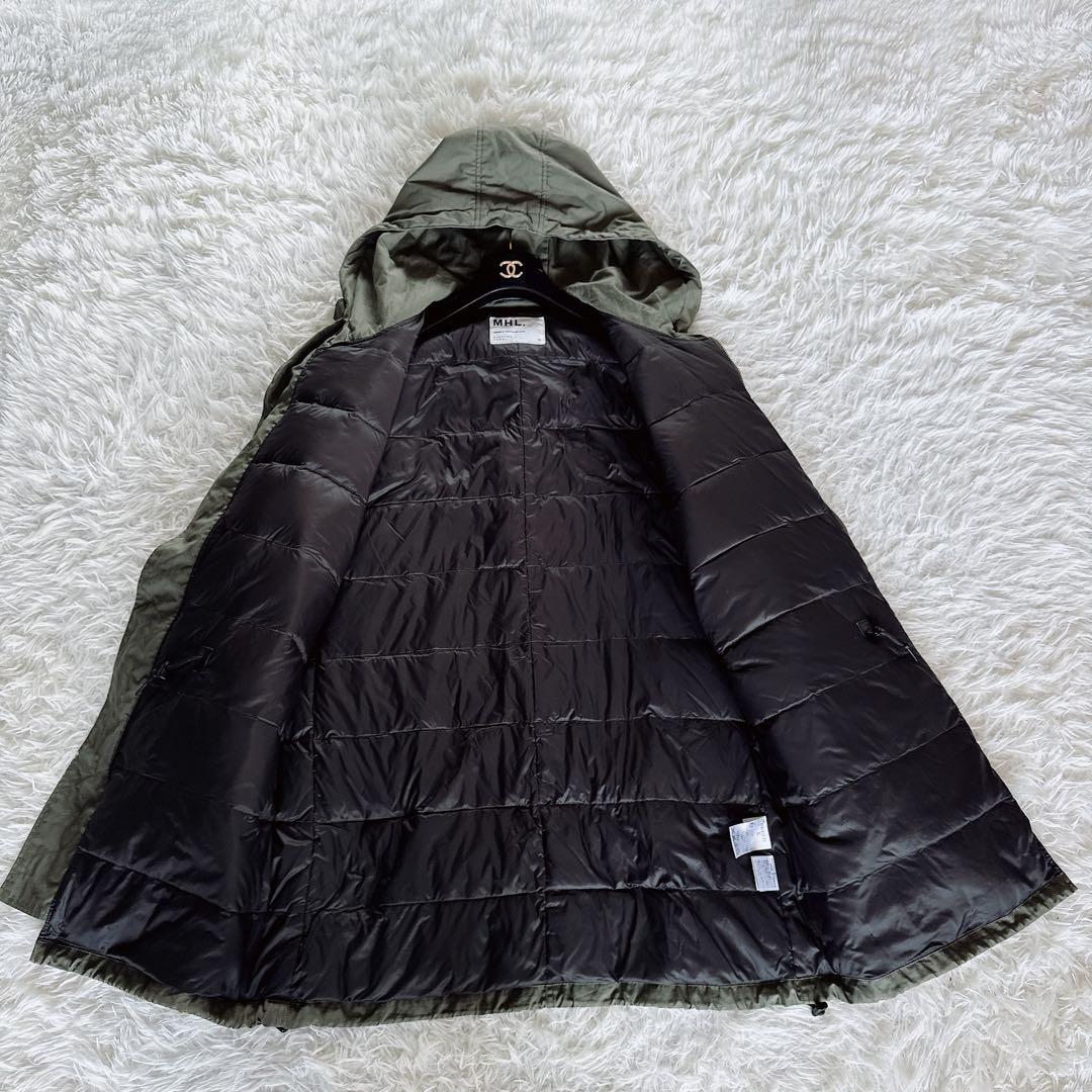 【MHL.】ダウンジャケット モッズコート フード カーキ XLサイズ