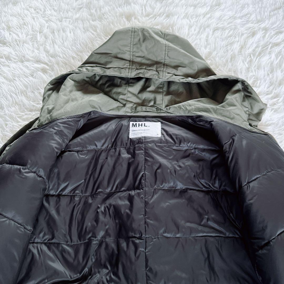 【MHL.】ダウンジャケット モッズコート フード カーキ XLサイズ