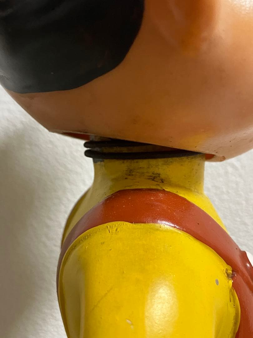 不二家　ペコちゃんブリキ台　ソフビ首振り人形 頭部ネジ２つ　昭和レトロ