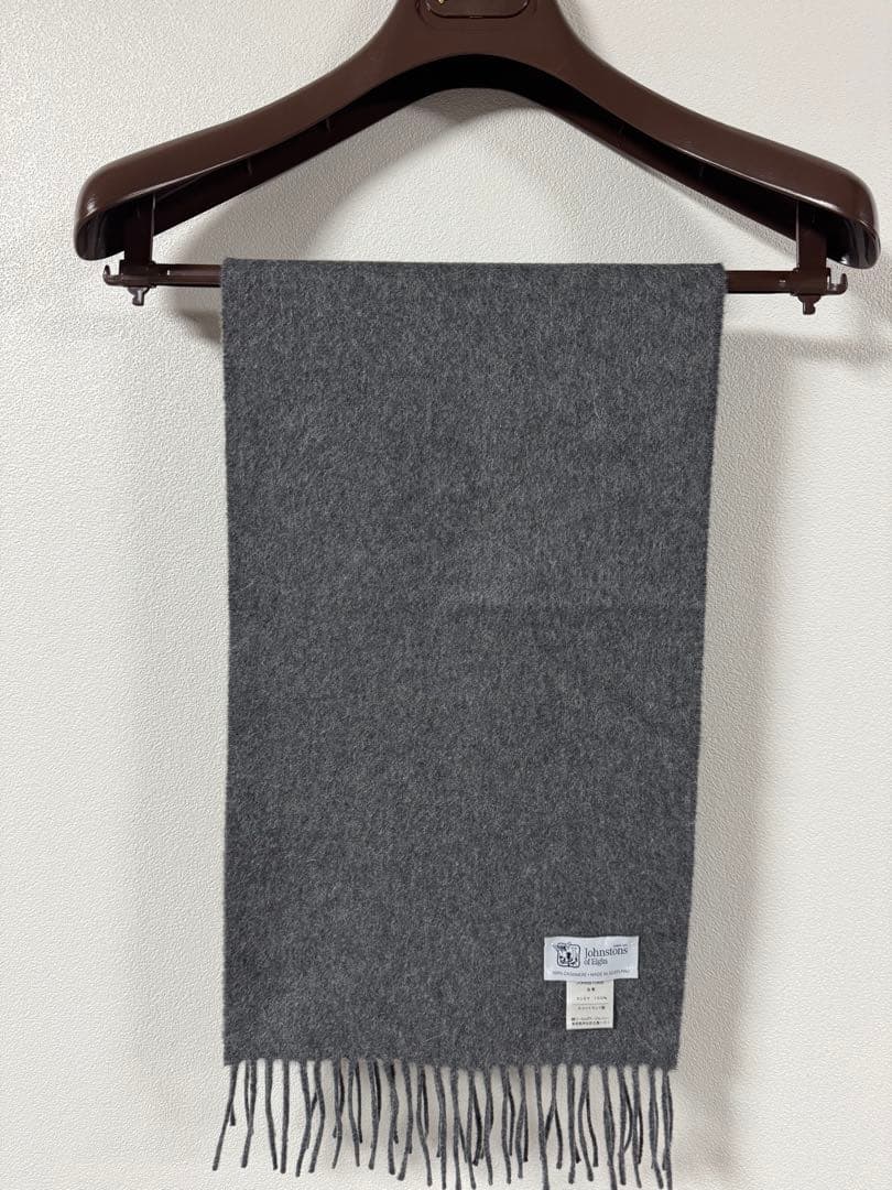 【新品】ジョンストンズ　カシミヤ　チャコールグレーマフラー