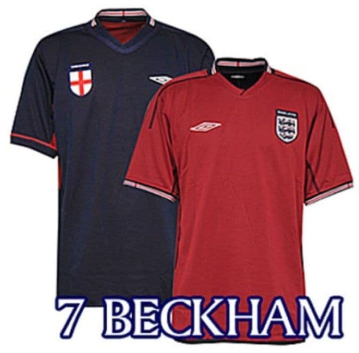 ベッカム＃7 イングランド代表2002 A リバーシブル＋パンツ 上下セット】