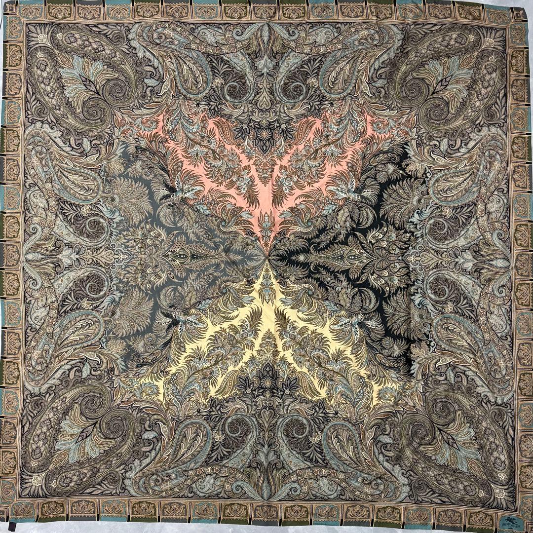【ビッケロ様】エトロ ETRO 大判 ストール シルク ウール 正方形