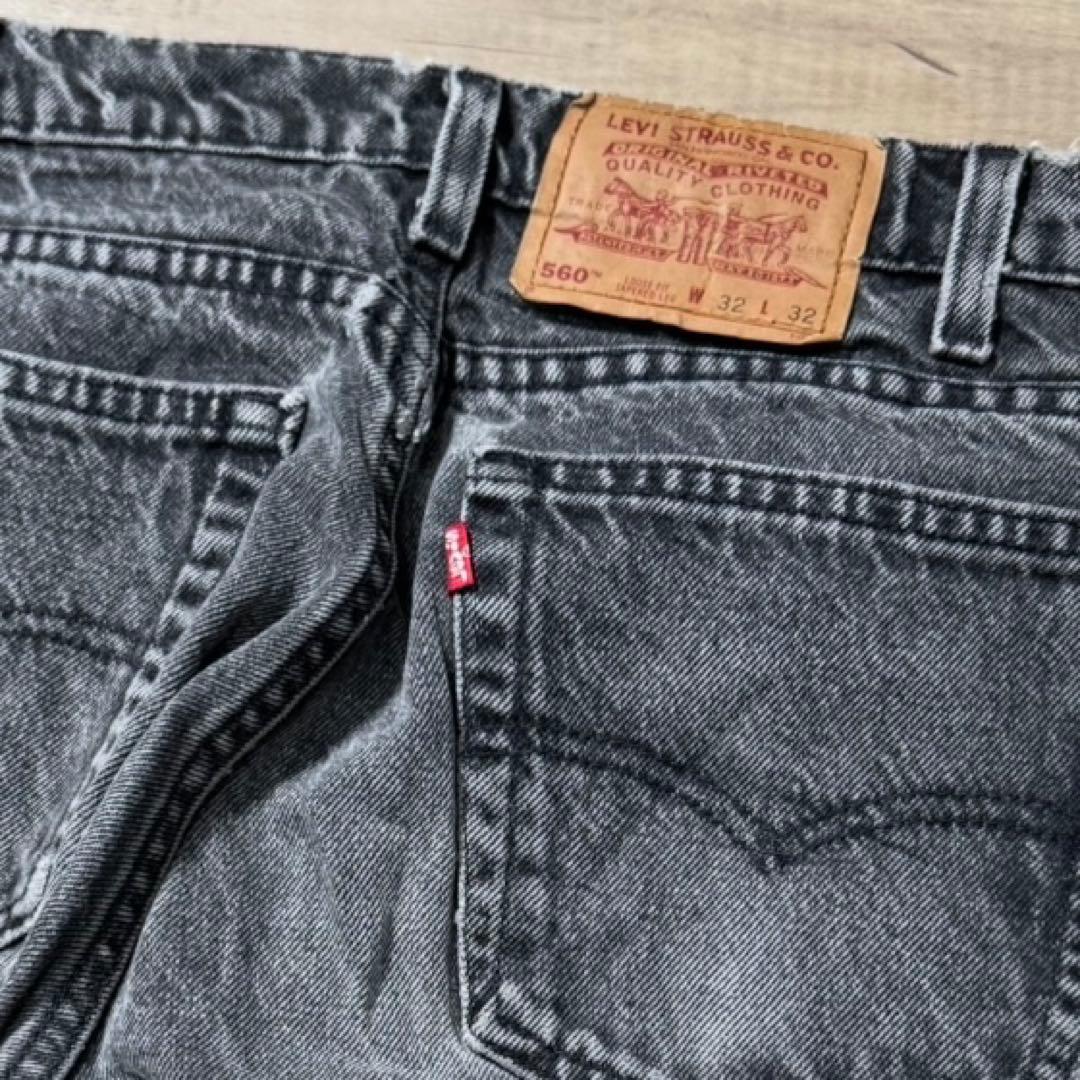 90sUSA製Levi's560後染めブラックデニムW32リーバイスアメリカ古着