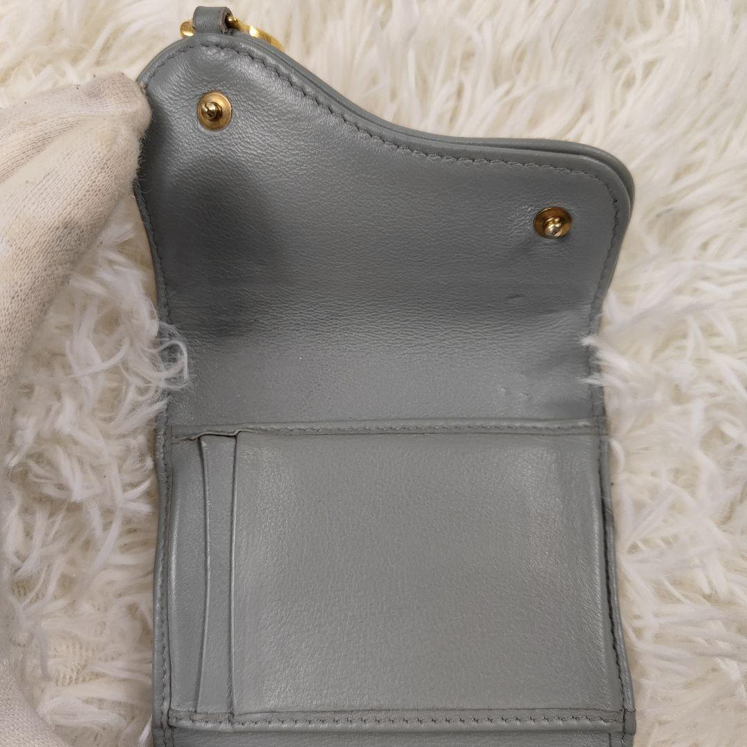 DIOR 三つ折り 財布 サドル オブリーク トロッター柄 ロゴチャーム