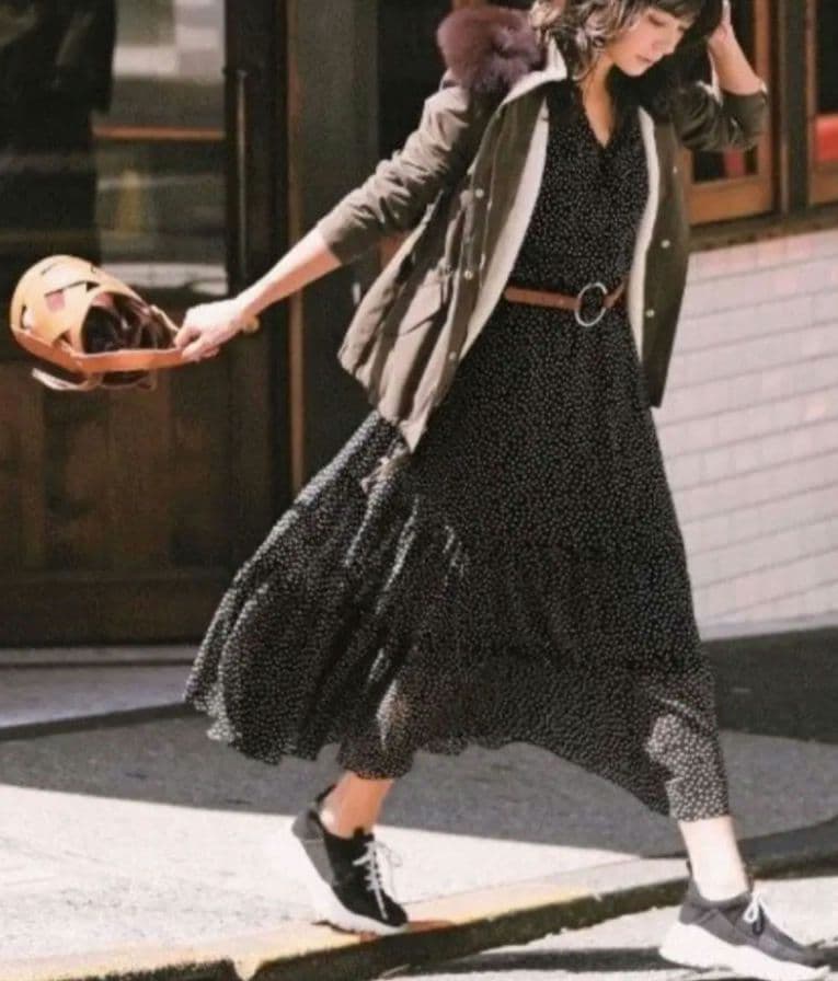 マイストラーダライナー付きモッズコート（ファー付き）カーキ38