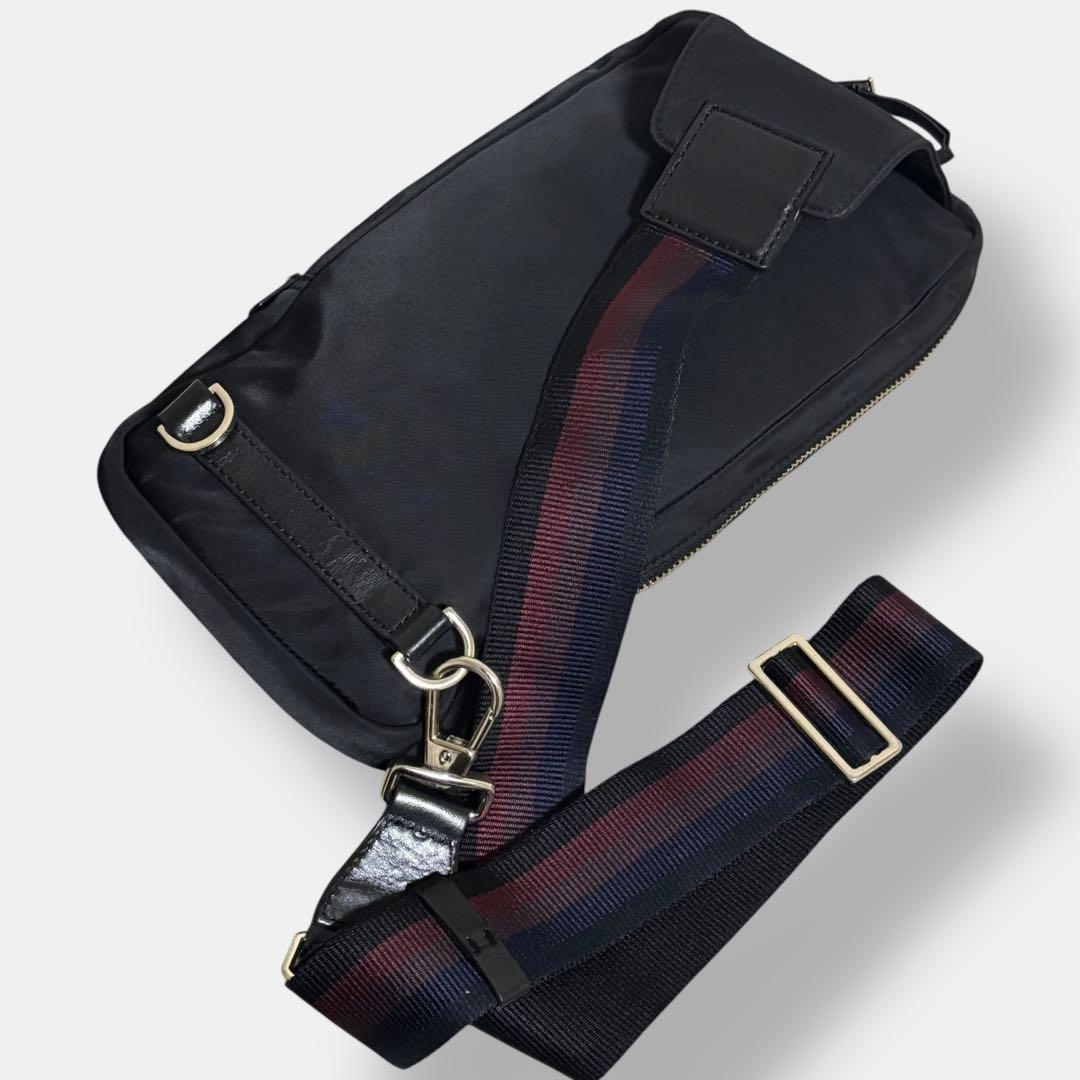 極美品 ポールスミス ボディバッグ マルチストライプ ナイロン 黒 マルチカラー