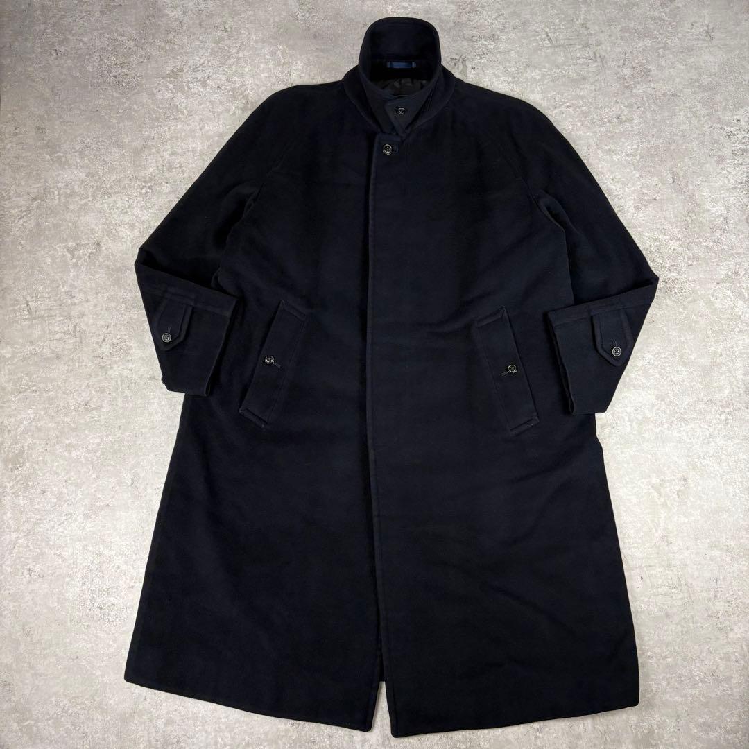 バーバリー　BURBERRY カシミヤ混　バルカラー　コート　紺色　比翼ボタン