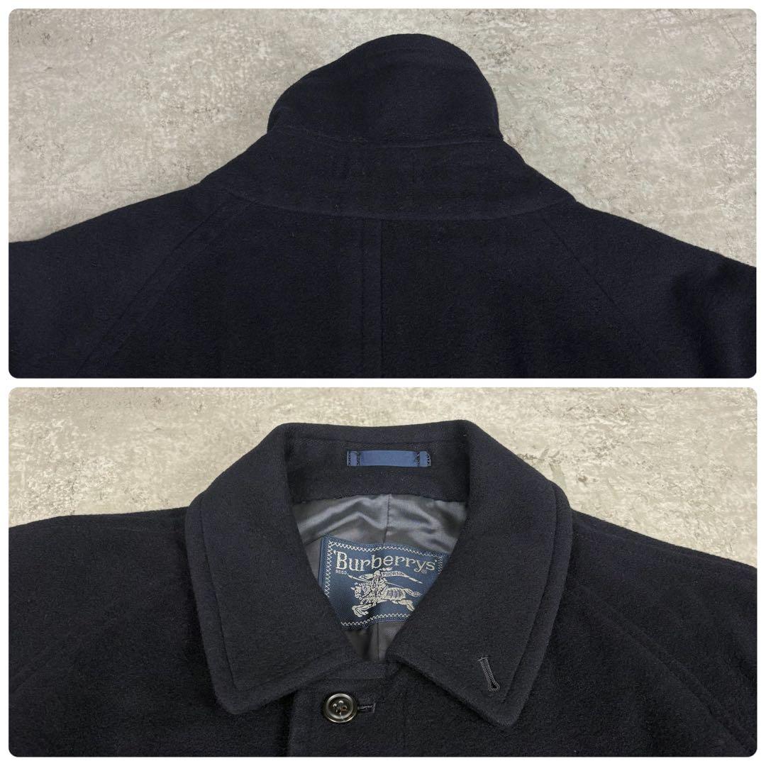 バーバリー　BURBERRY カシミヤ混　バルカラー　コート　紺色　比翼ボタン