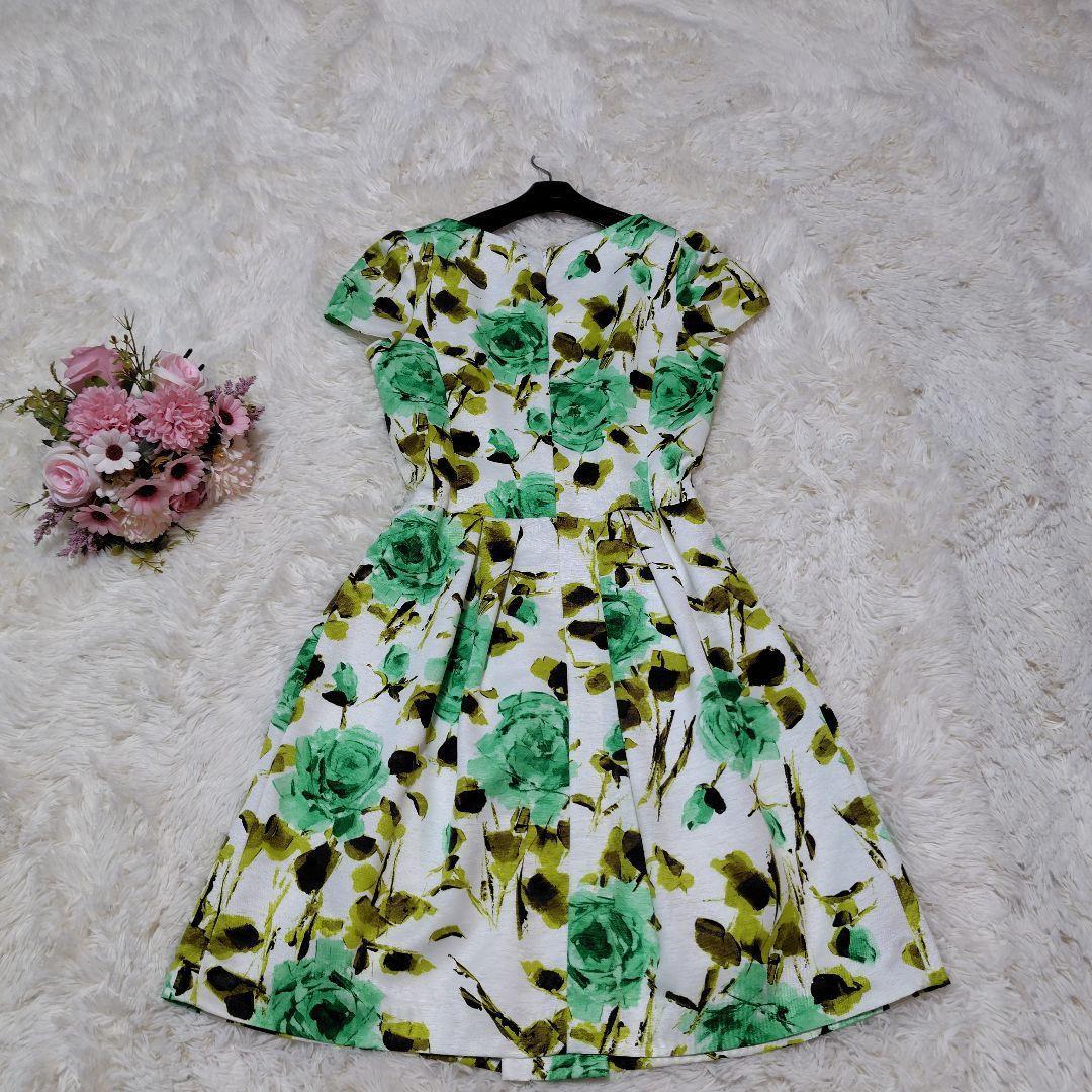 【極美品♡希少L】エムズグレイシー　ローズプリントウエストリボンフレアワンピース