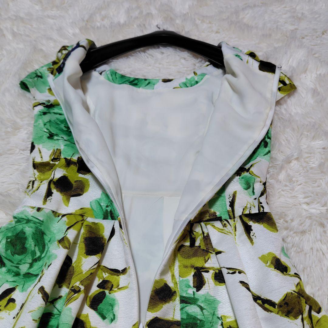 【極美品♡希少L】エムズグレイシー　ローズプリントウエストリボンフレアワンピース