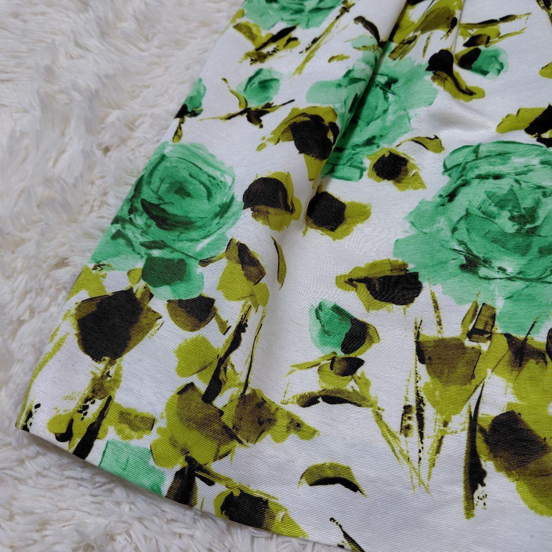 【極美品♡希少L】エムズグレイシー　ローズプリントウエストリボンフレアワンピース