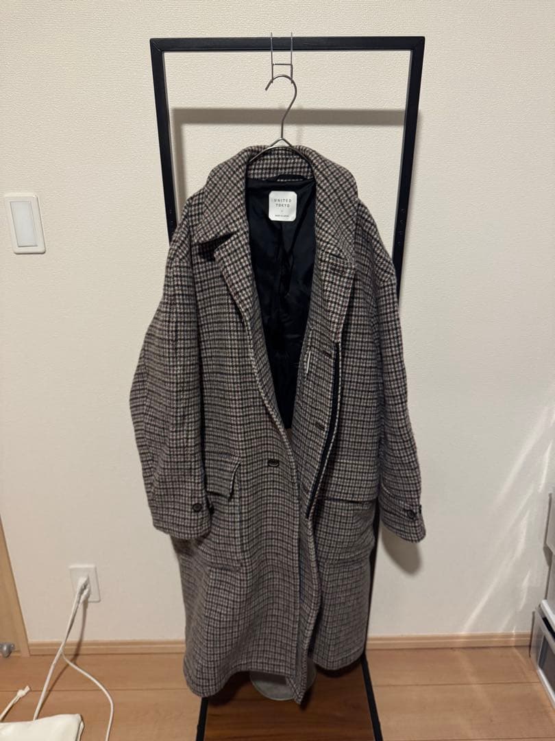【定価4.1万】UNITED TOKYO チェックダブルフェイスバルカラーコート