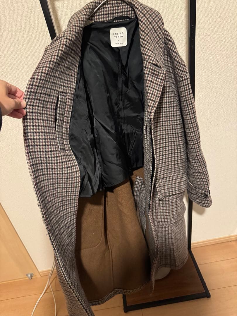 【定価4.1万】UNITED TOKYO チェックダブルフェイスバルカラーコート