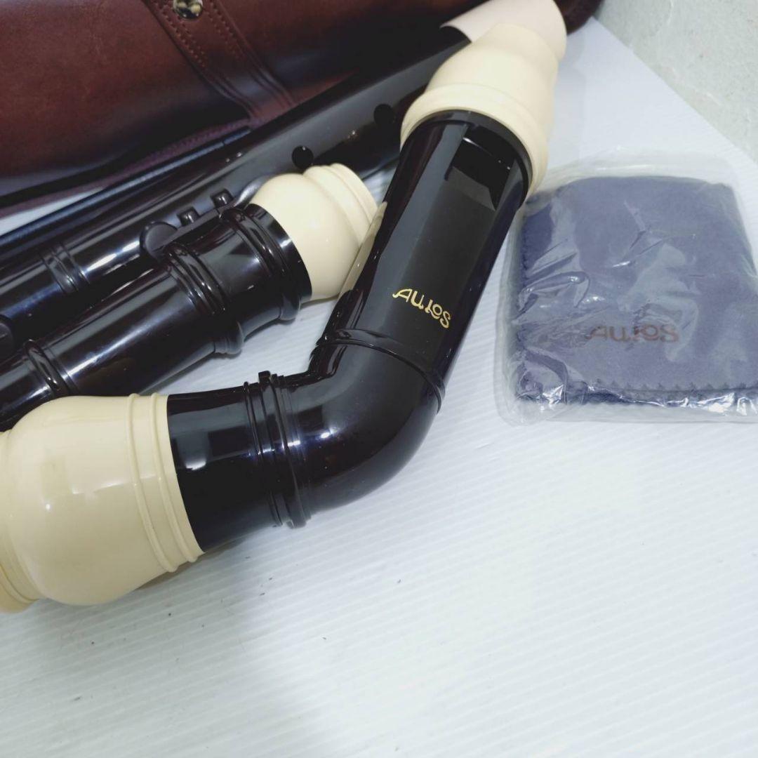 アウロス　バスリコーダー　頭部管曲がり　521 E ケース付き