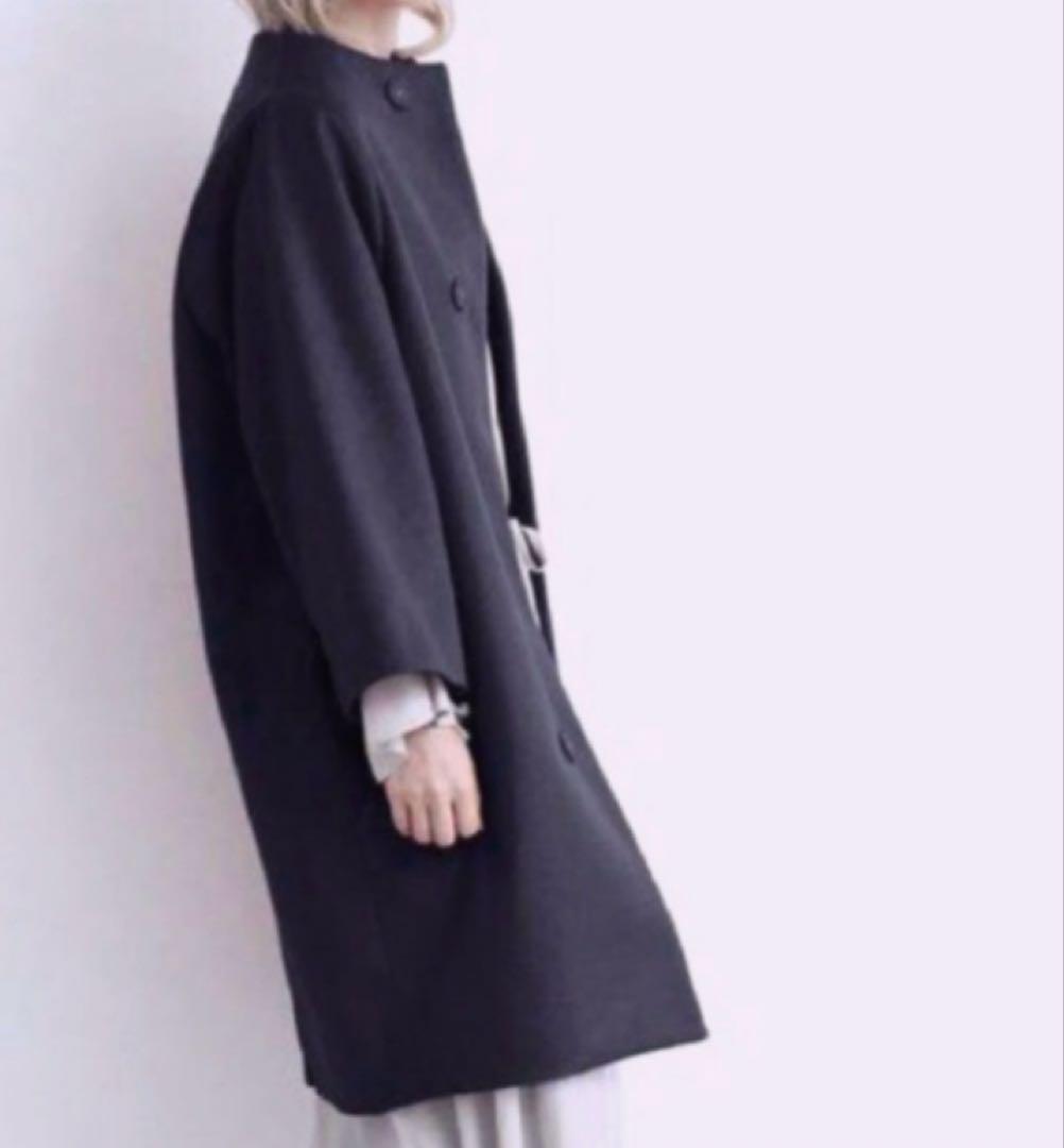 abc123　nitca ニトカ ノーカラーコクーンコート 黒