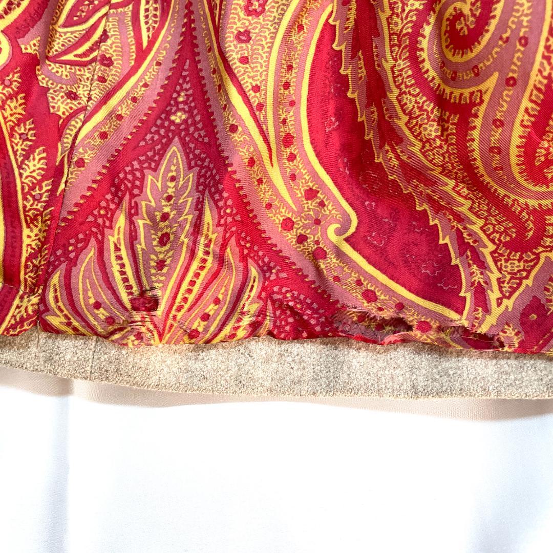 Y249-13 ETRO エトロ ペイズリー裏地 チェスターコート グレー