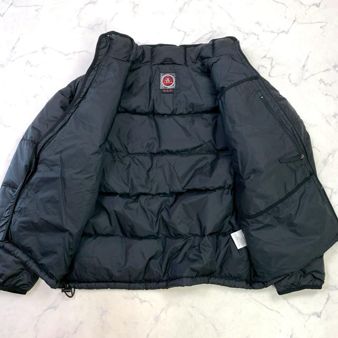 90s NIKE ACG ナイキ 刺繍ロゴ 肉厚 ダウンジャケット 黒　D269