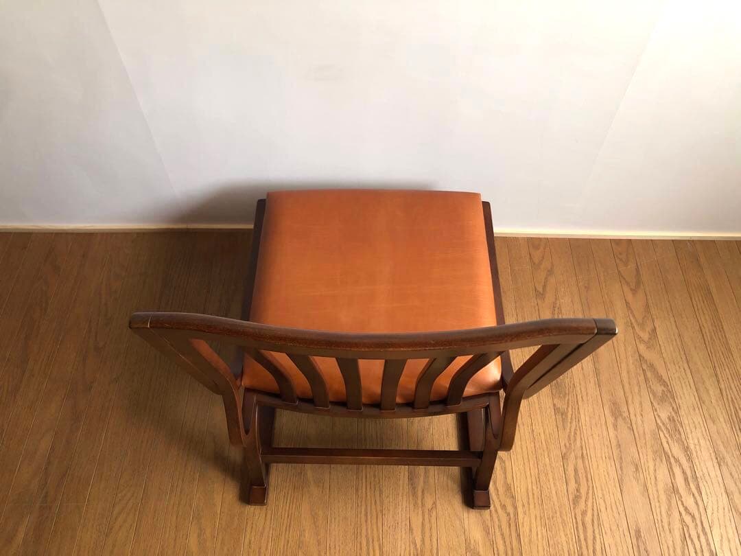 秋田木工社製 低座椅子 革張り ジャパニーズモダン ヴィンテージ 和