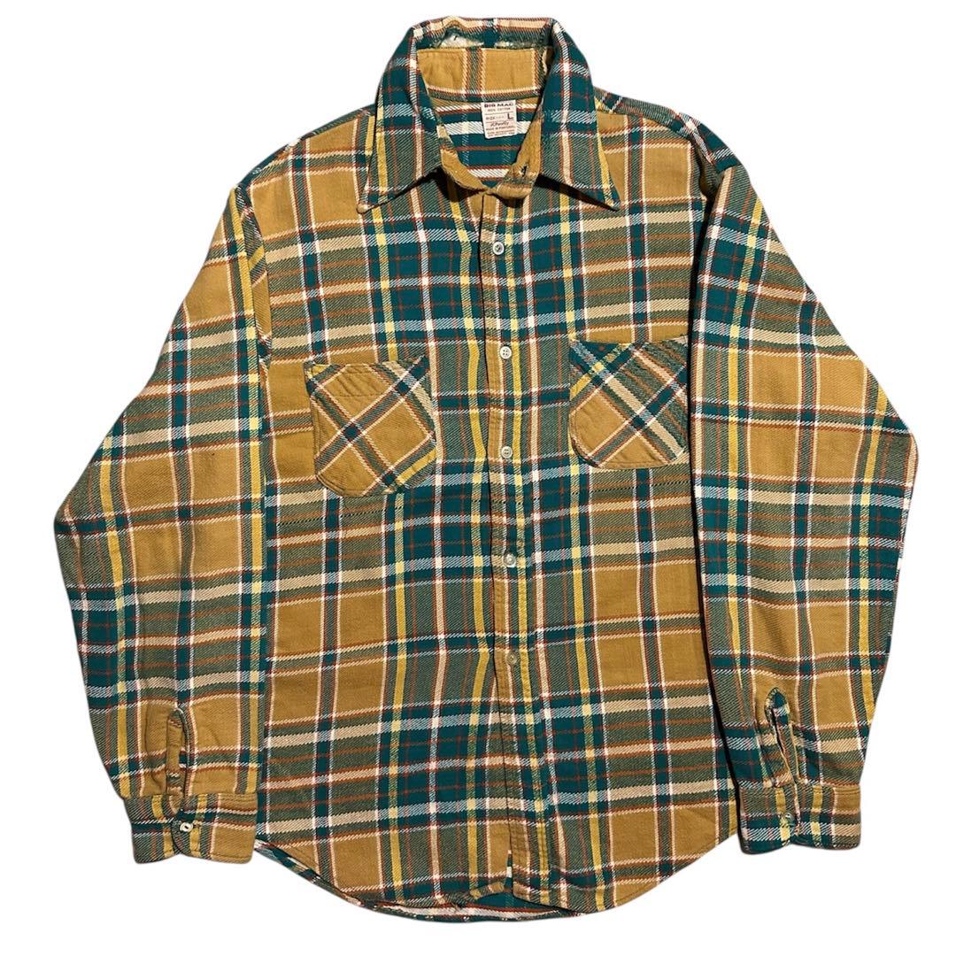 70s BIGMAC ビッグマック ヘビーネルシャツ 単色タグ L 好配色 - メルカリ