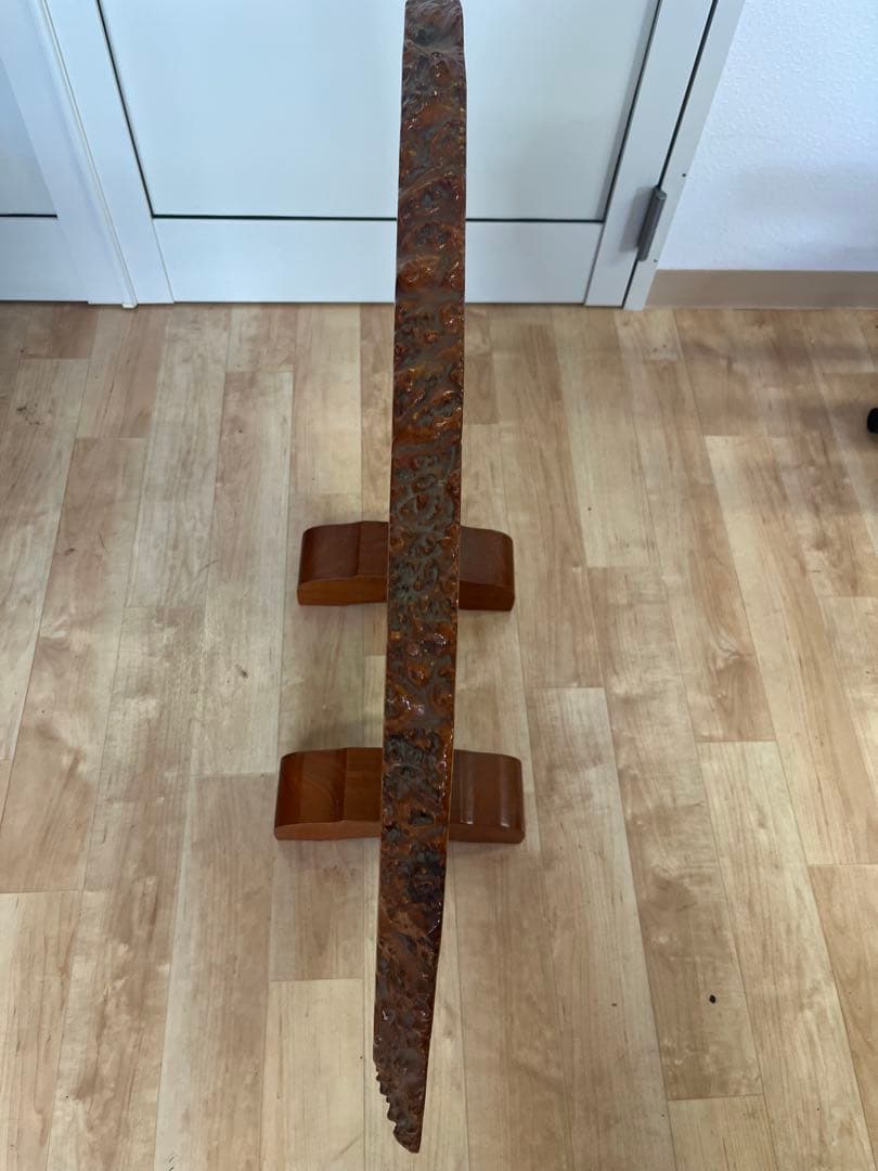 【希少】花梨瘤 衝立 一枚板 天然木　瘤杢 玉杢　光沢あり　スタンド付き