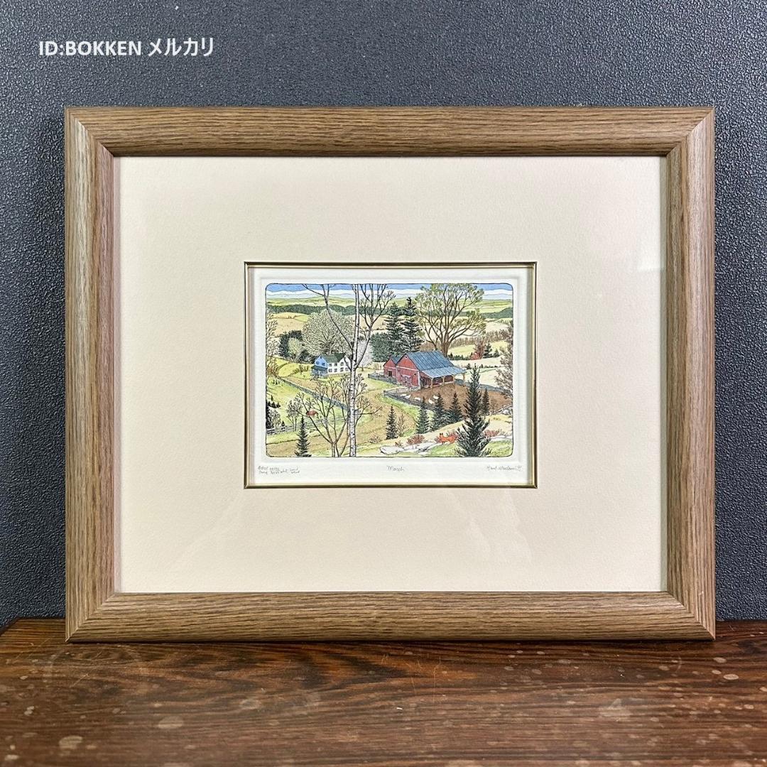 美品 スーザン・ハント・ウォルコッツ「MARCH」銅版画 直筆サイン入