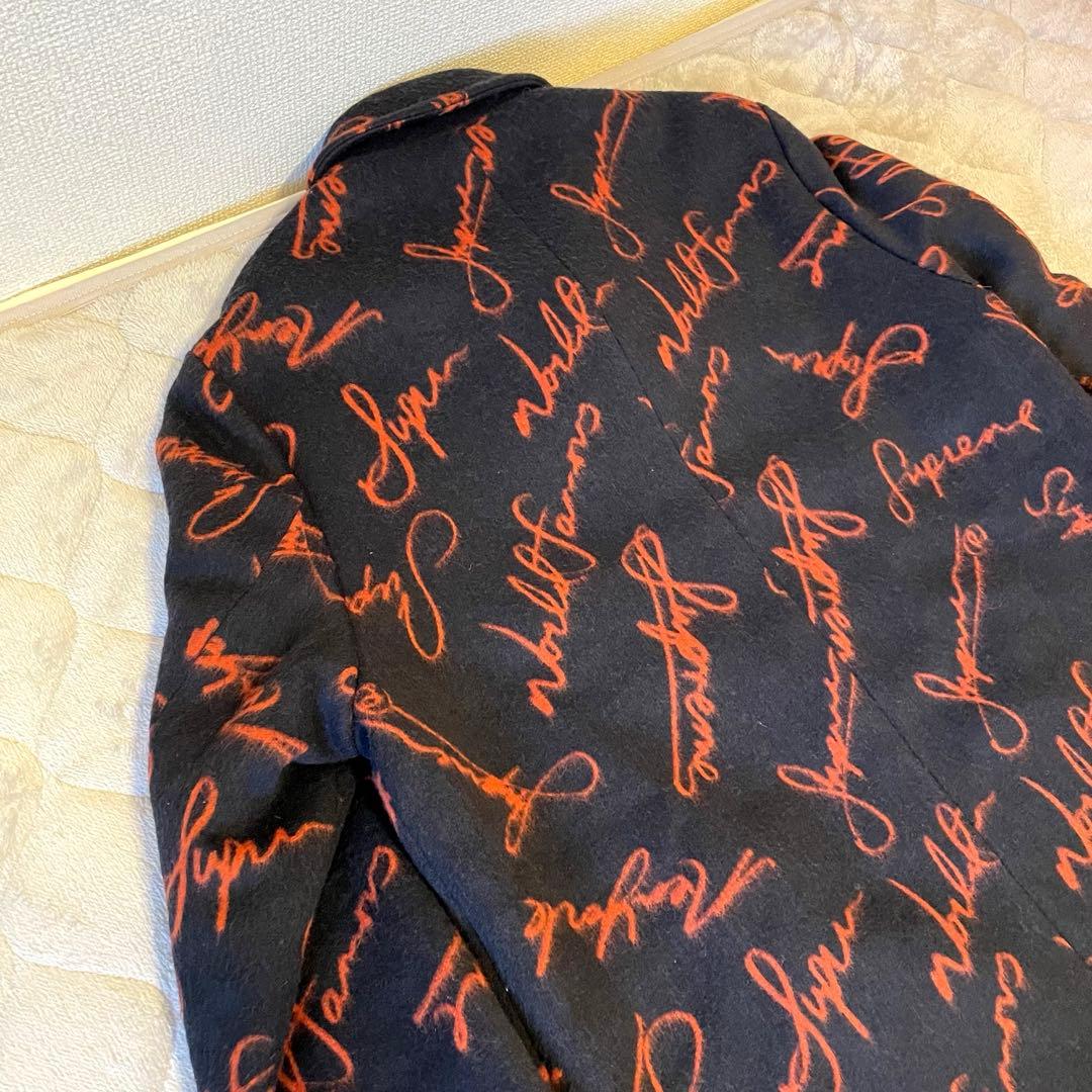 ブ*ル様 Supreme Script Logos Wool Overcoat Supreme Logos Wool