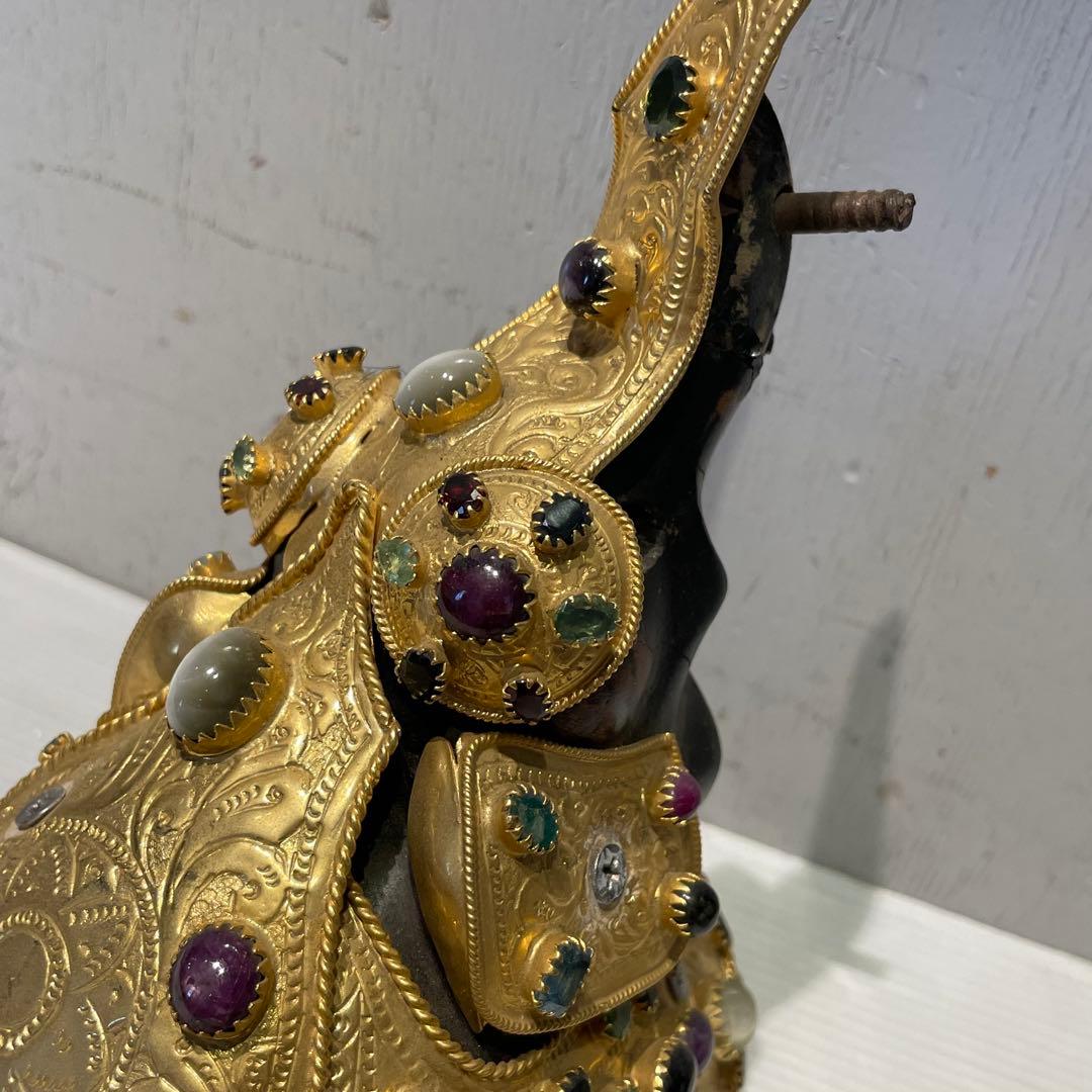 希少　中国美術 木彫 宝石飾 小象　象 置物 飾り物 インテリア　コレクション