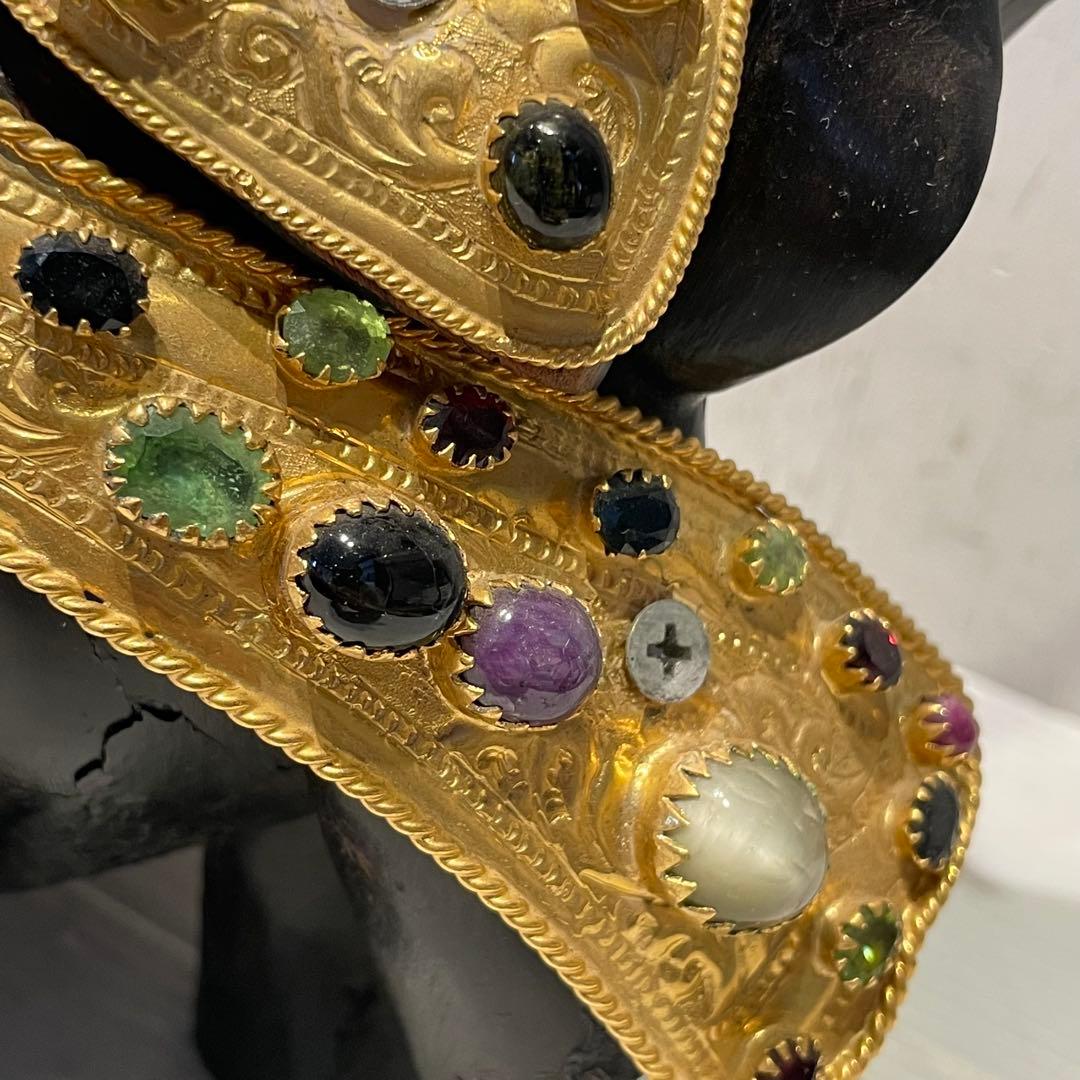 希少　中国美術 木彫 宝石飾 小象　象 置物 飾り物 インテリア　コレクション