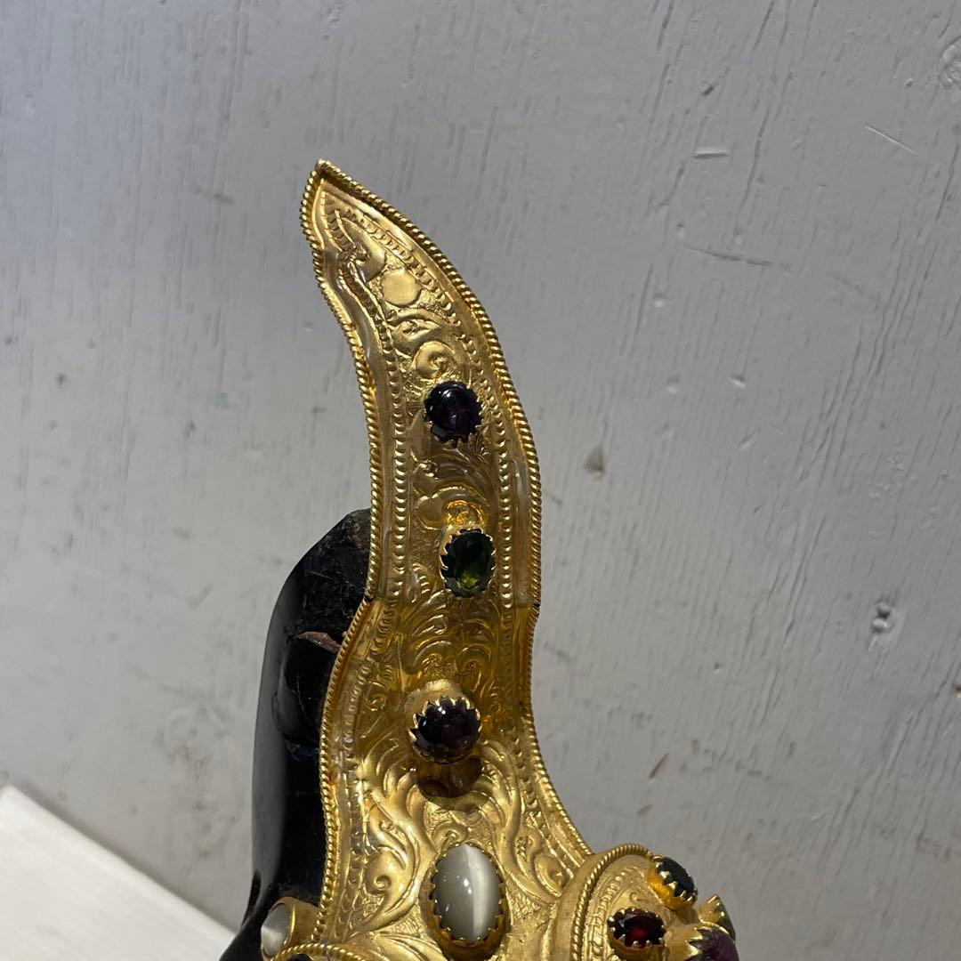 希少　中国美術 木彫 宝石飾 小象　象 置物 飾り物 インテリア　コレクション