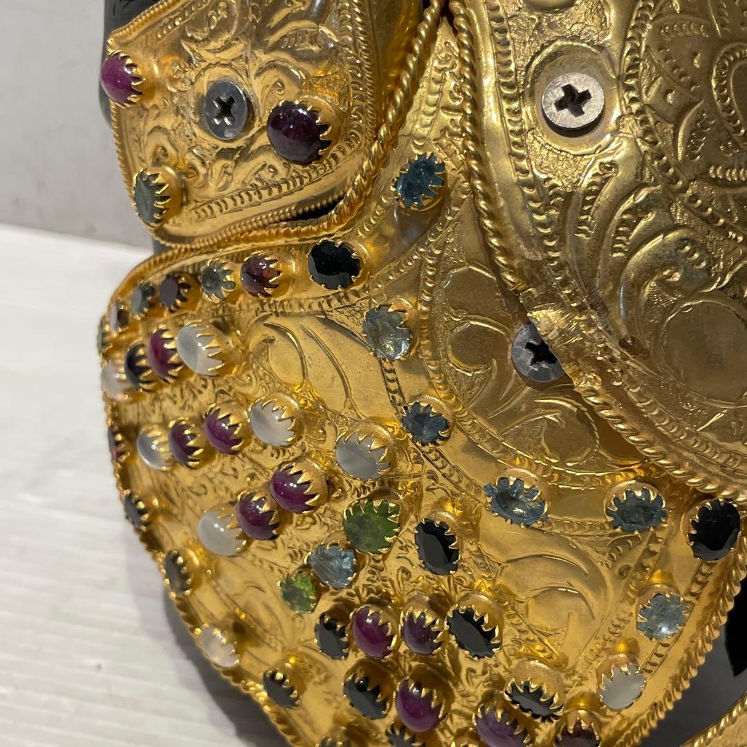 希少　中国美術 木彫 宝石飾 小象　象 置物 飾り物 インテリア　コレクション