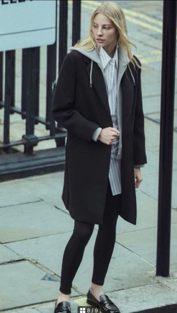 ZARA Mサイズ デタッチャブルフード コントラストコート - メルカリ