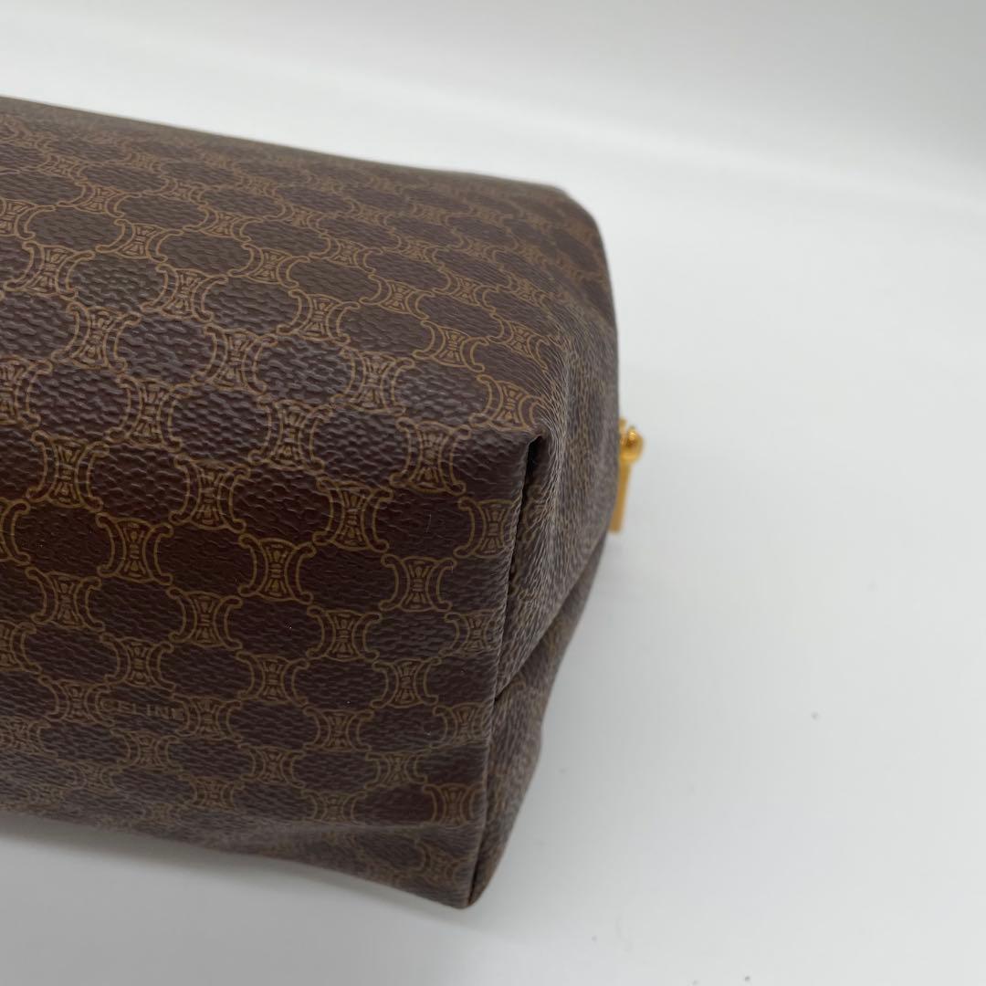 【極美品】セリーヌ　マカダム柄　ポーチ　PVC レザー　ヴィンテージ　ロゴ刻印
